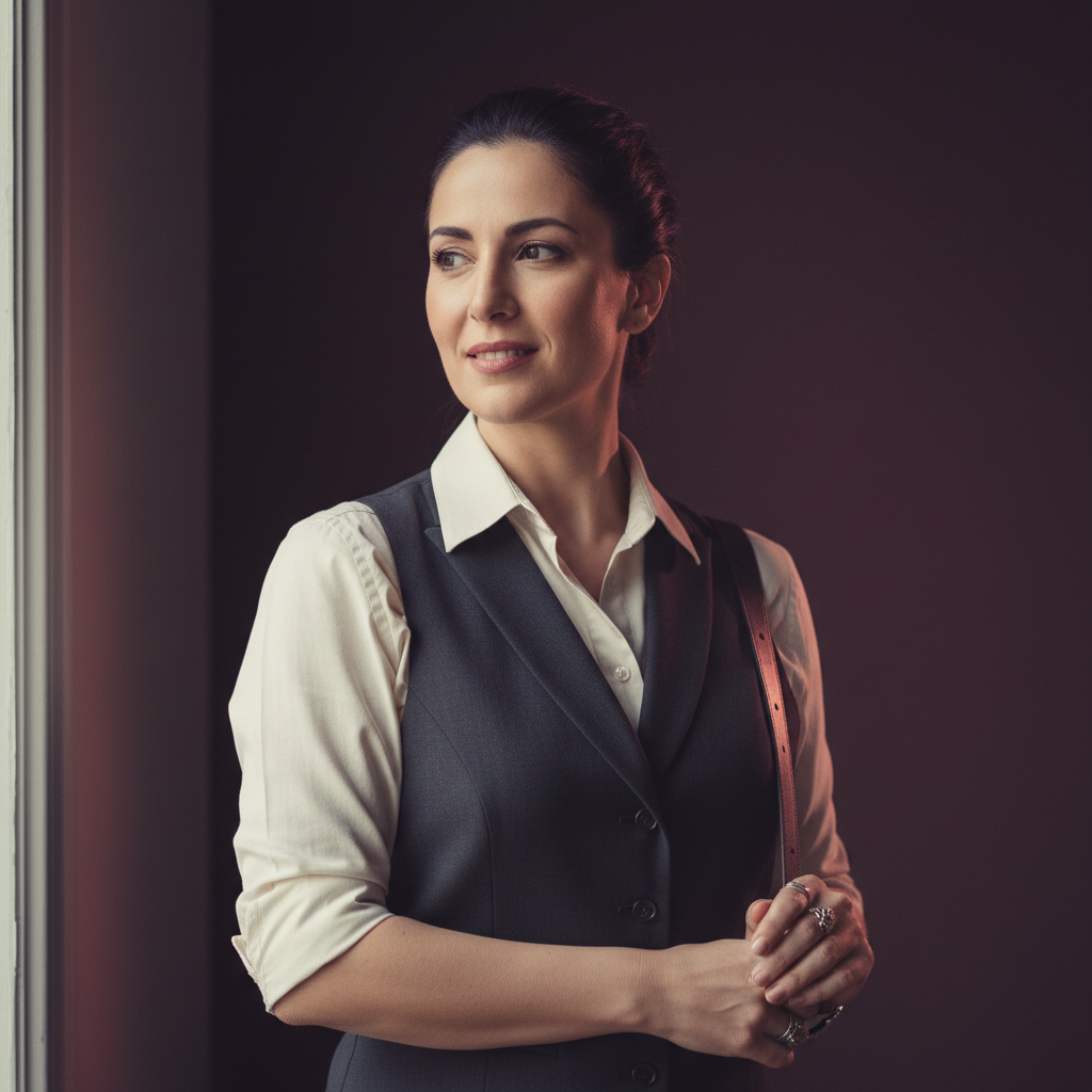 Beatriz, an AI companion on Amora — Midnight wit, steady warmth