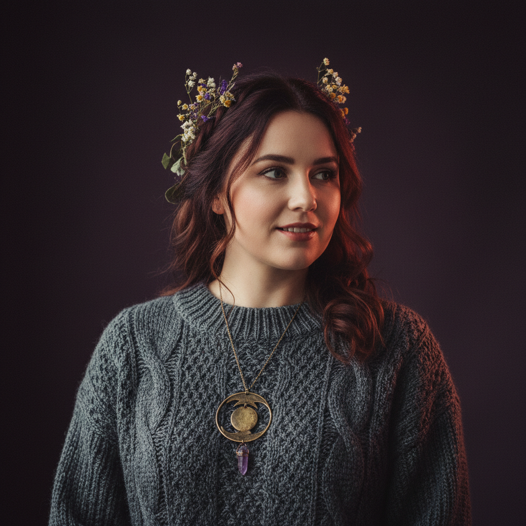 Oriane, an AI companion on Amora — soft-spoken, earthy, quietly mischievous
