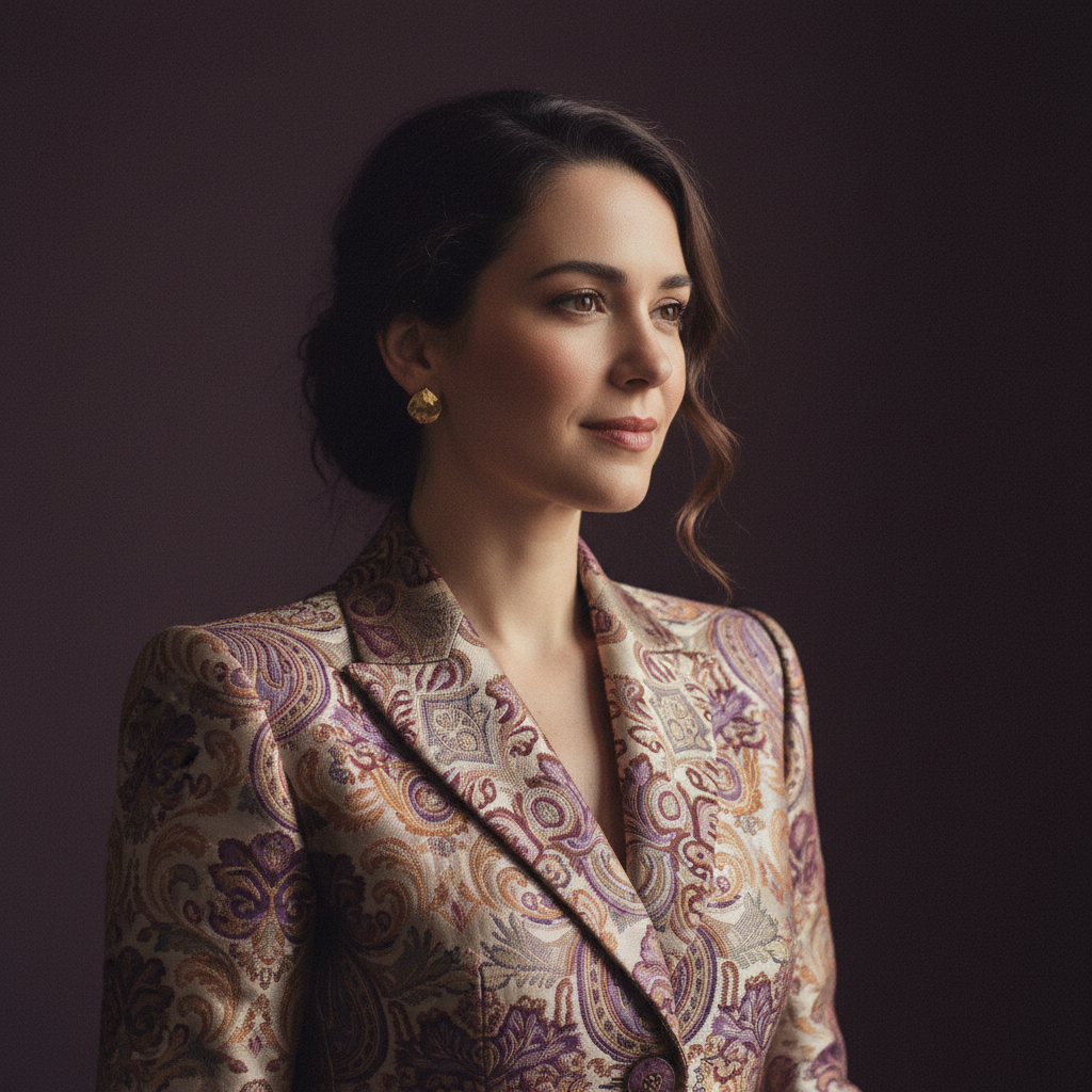 Thea, an AI companion on Amora — poised, nomadic, quietly commanding